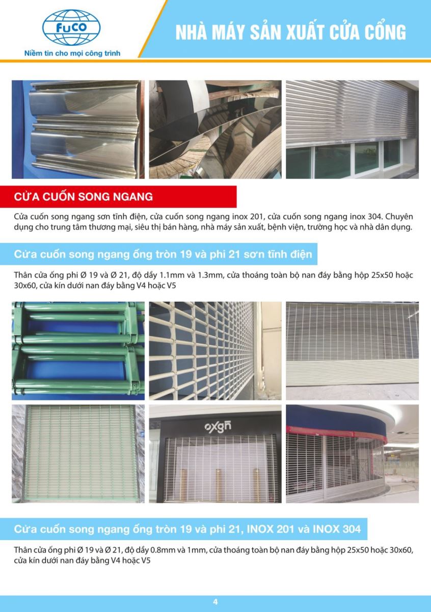 Catalogue Fucodoor 2023, chuyên cửa cuốn, cửa xếp, kèo thép siêu nhẹ